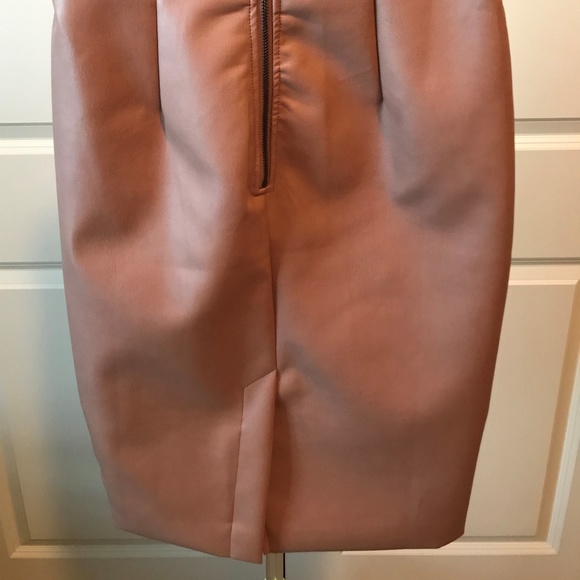 High Waisted Blush Vegan Leather Pencil Skirt - Picture 3 of 3